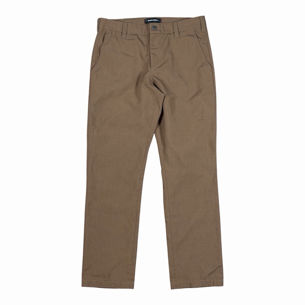 Bluffworks Original Pants Mens 33x32 Brown Regular Fit Travel Trousers NYC